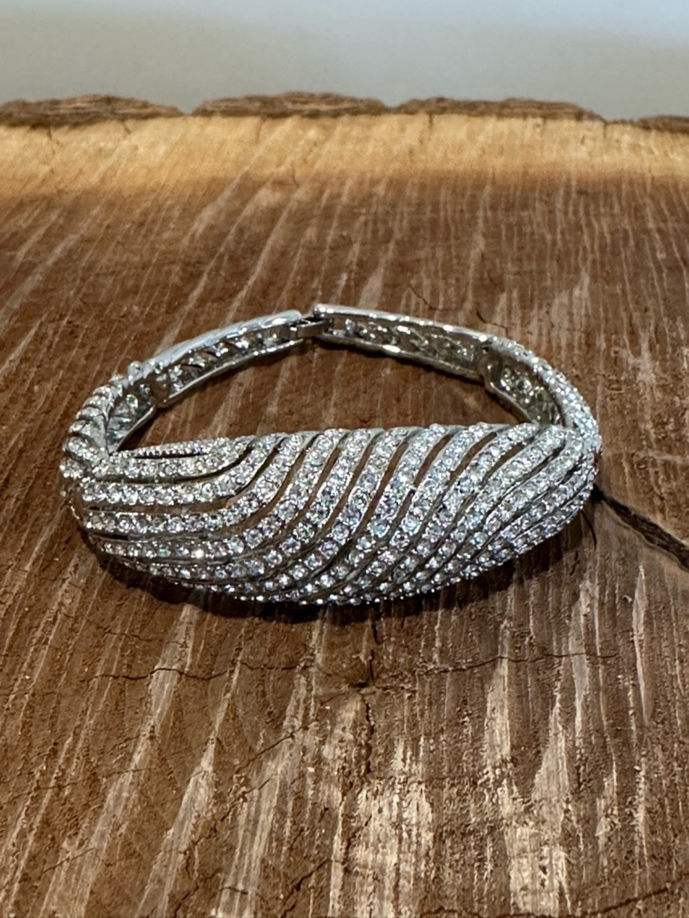 Crystal Pave Silver-Tone Statement Bracelet - Women Jewelry